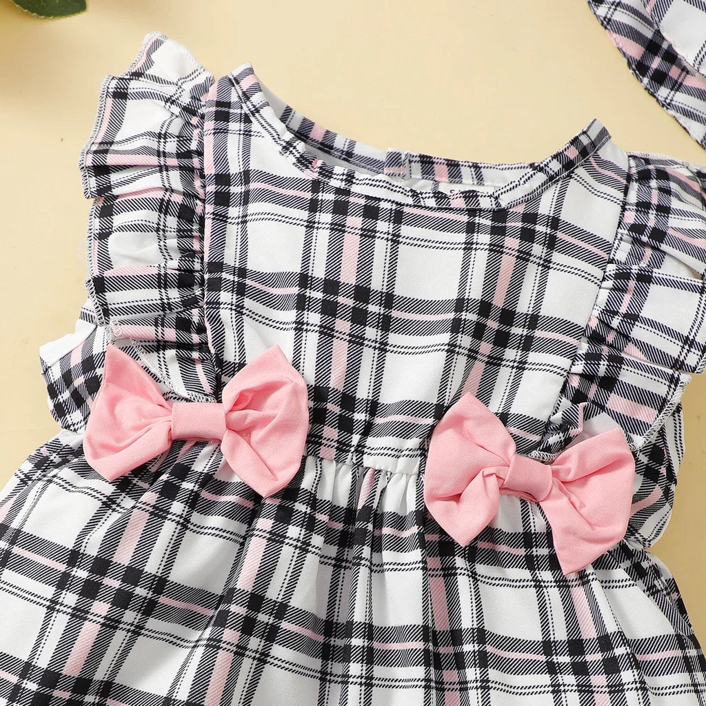 SunnyBloom Plaid Romper & Hat Set ā 0-18 Months