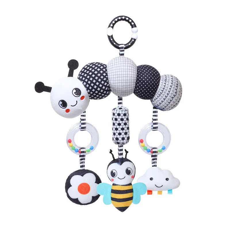 CrocCuddle Black & White Rattle – Baby Stroller Toy