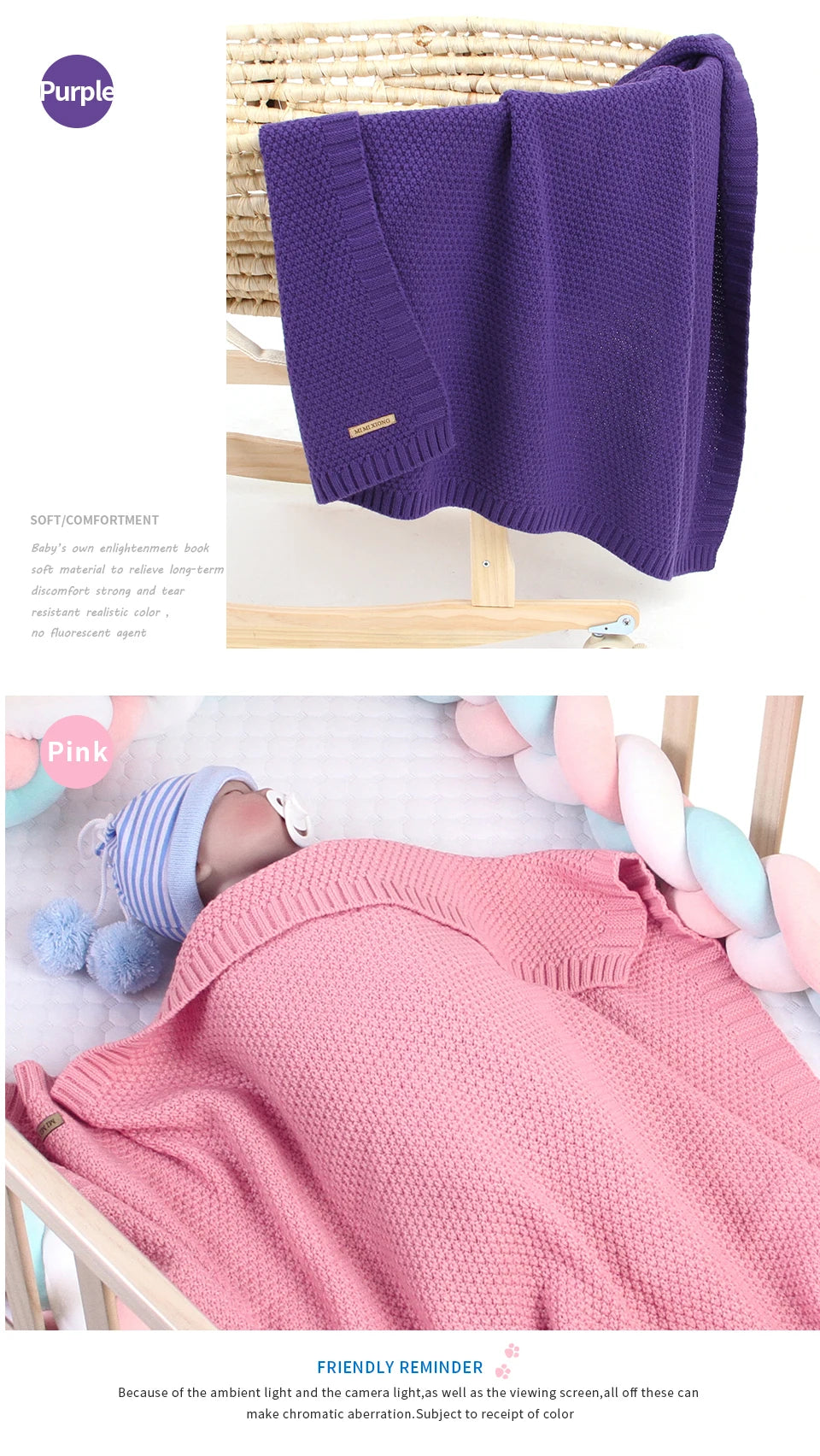 Super Soft Baby Blanket for bed or stroller