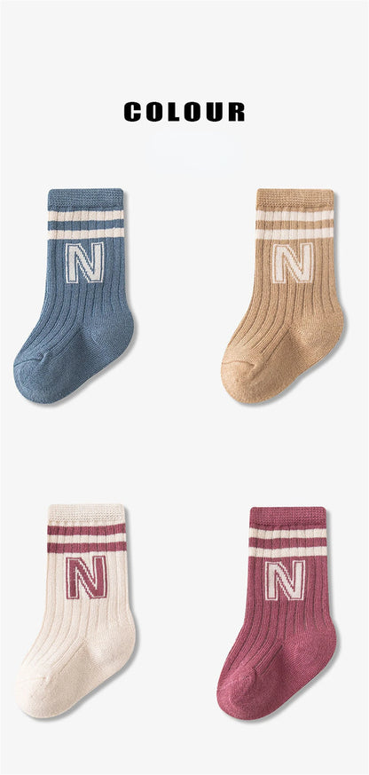 Baby Letter Socks – 3 Pack, Soft Knit for Boys & Girls