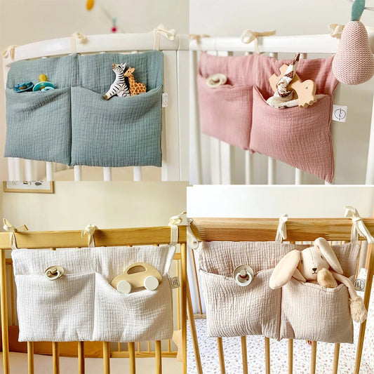 Hanging Crib Storage Bag – Baby Diaper & Toy Organizer