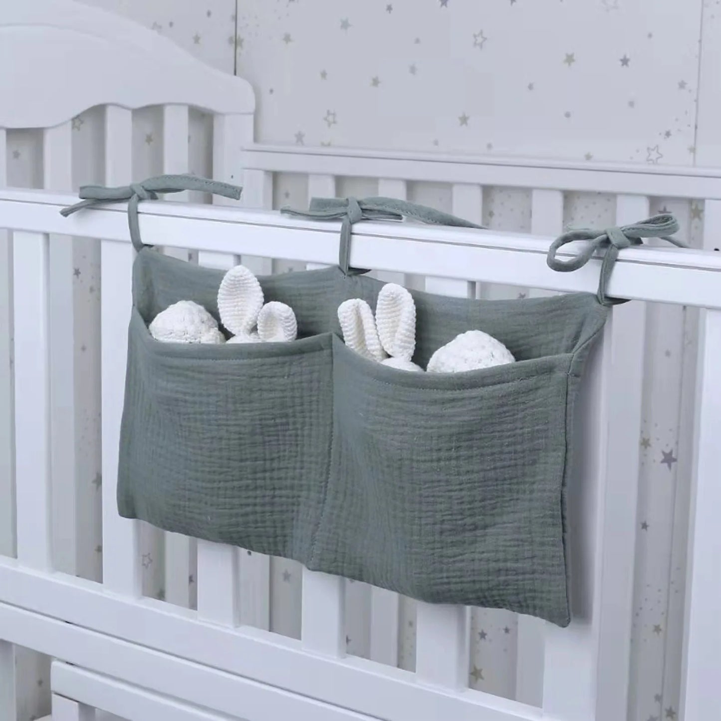 Hanging Crib Storage Bag – Baby Diaper & Toy Organizer