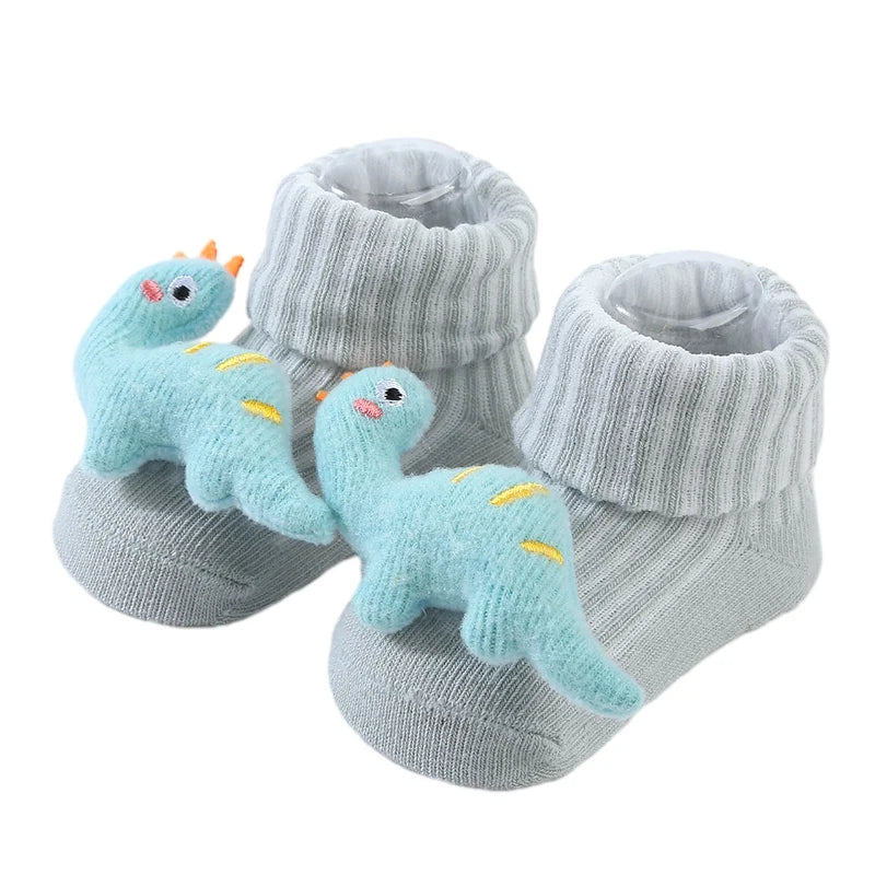 Little Dino Baby Socks – Soft Cotton Anti-Slip for Boys & Girls
