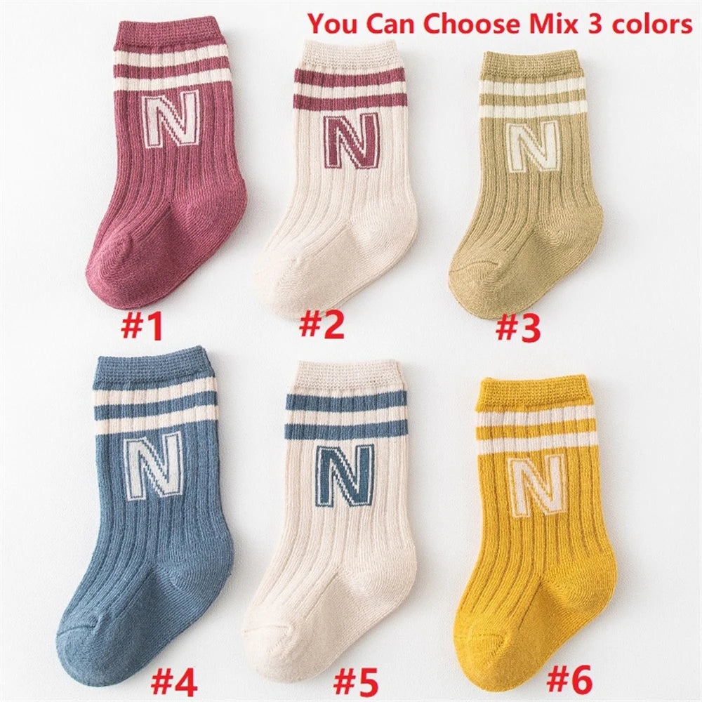Baby Letter Socks – 3 Pack, Soft Knit for Boys & Girls