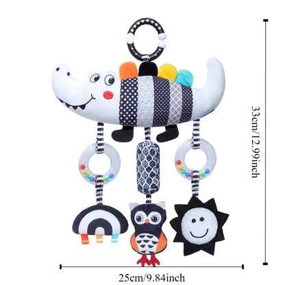 CrocCuddle Black & White Rattle – Baby Stroller Toy