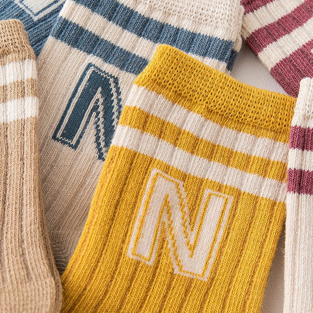 Baby Letter Socks – 3 Pack, Soft Knit for Boys & Girls