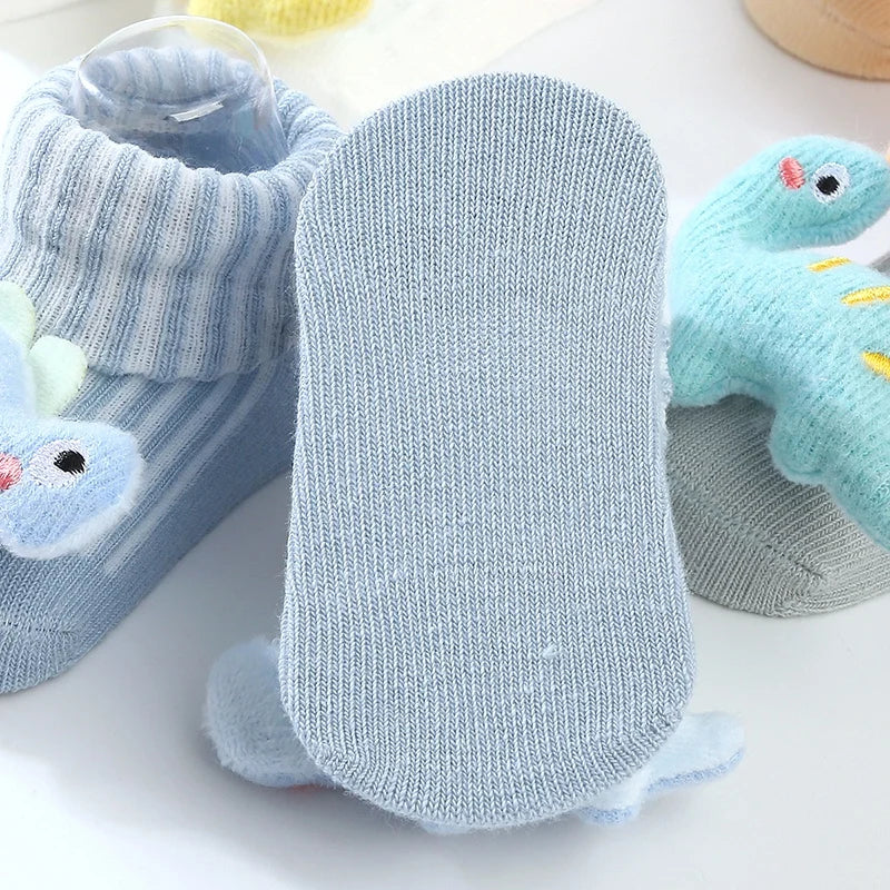 Little Dino Baby Socks – Soft Cotton Anti-Slip for Boys & Girls