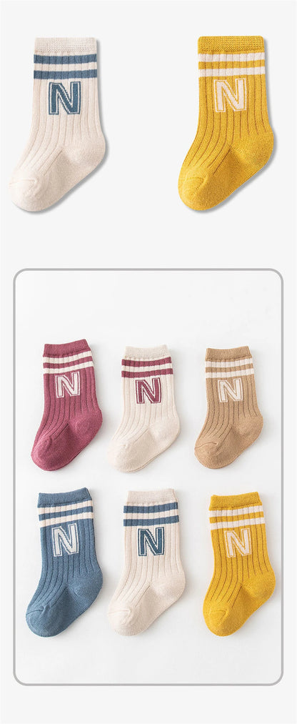 Baby Letter Socks – 3 Pack, Soft Knit for Boys & Girls