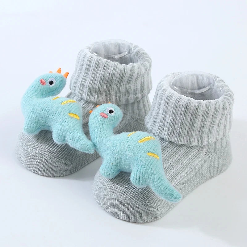 Little Dino Baby Socks – Soft Cotton Anti-Slip for Boys & Girls