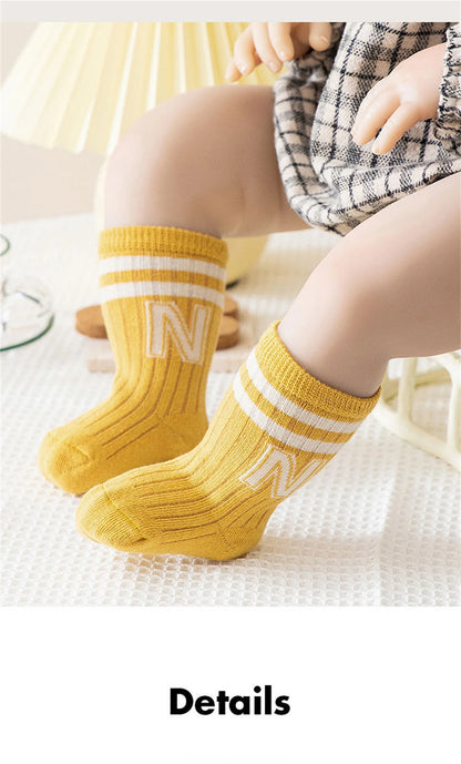 Baby Letter Socks – 3 Pack, Soft Knit for Boys & Girls