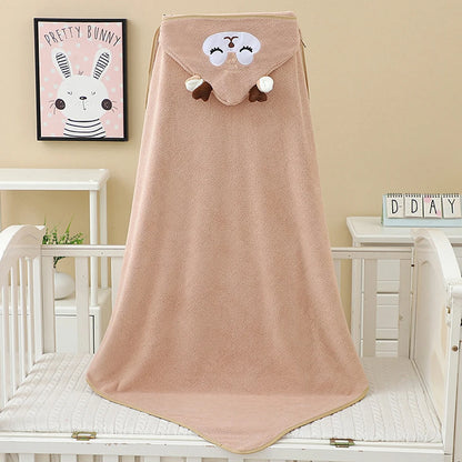 Baby Bathrobe & Hooded Towel – Soft Cartoon Fleece Blanket for Newborns
