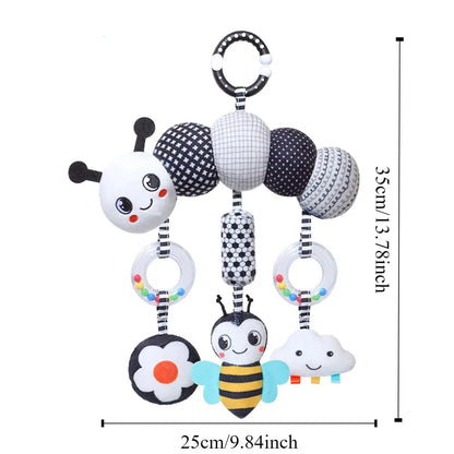 CrocCuddle Black & White Rattle – Baby Stroller Toy