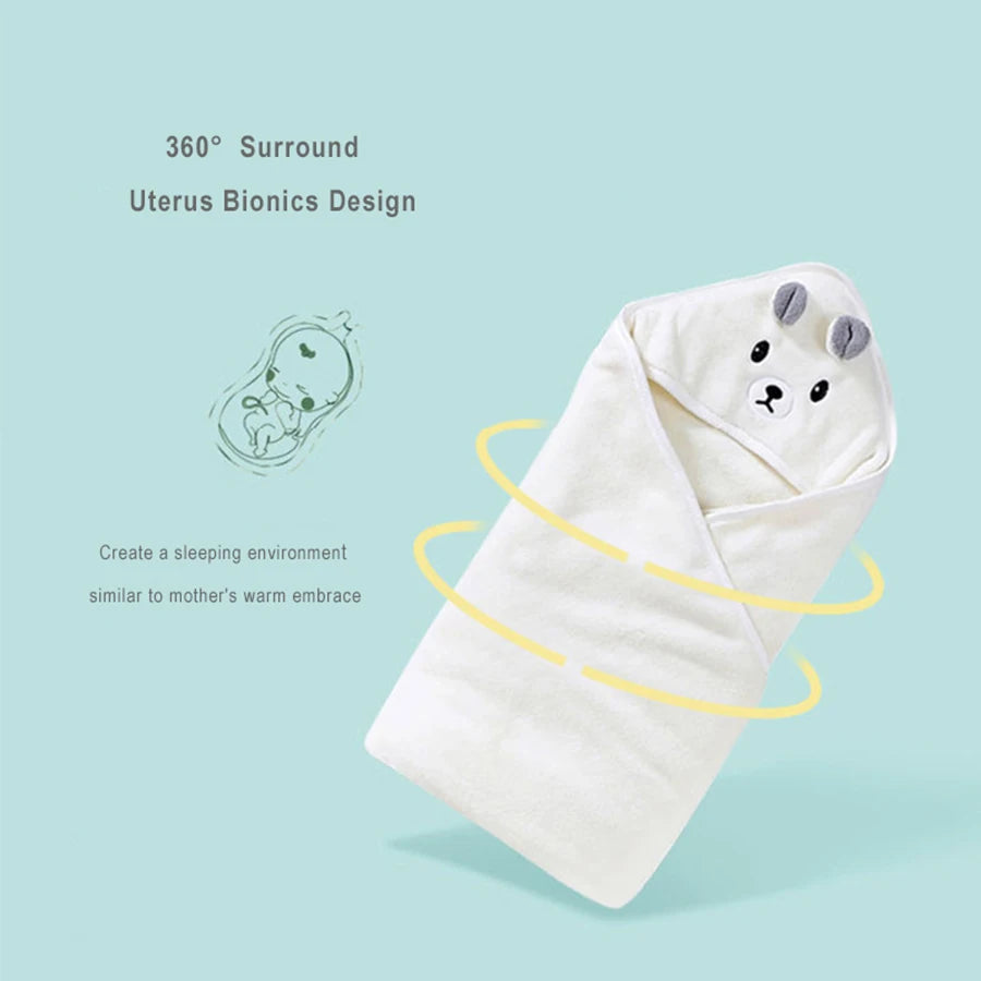 Baby Bathrobe & Hooded Towel – Soft Cartoon Fleece Blanket for Newborns