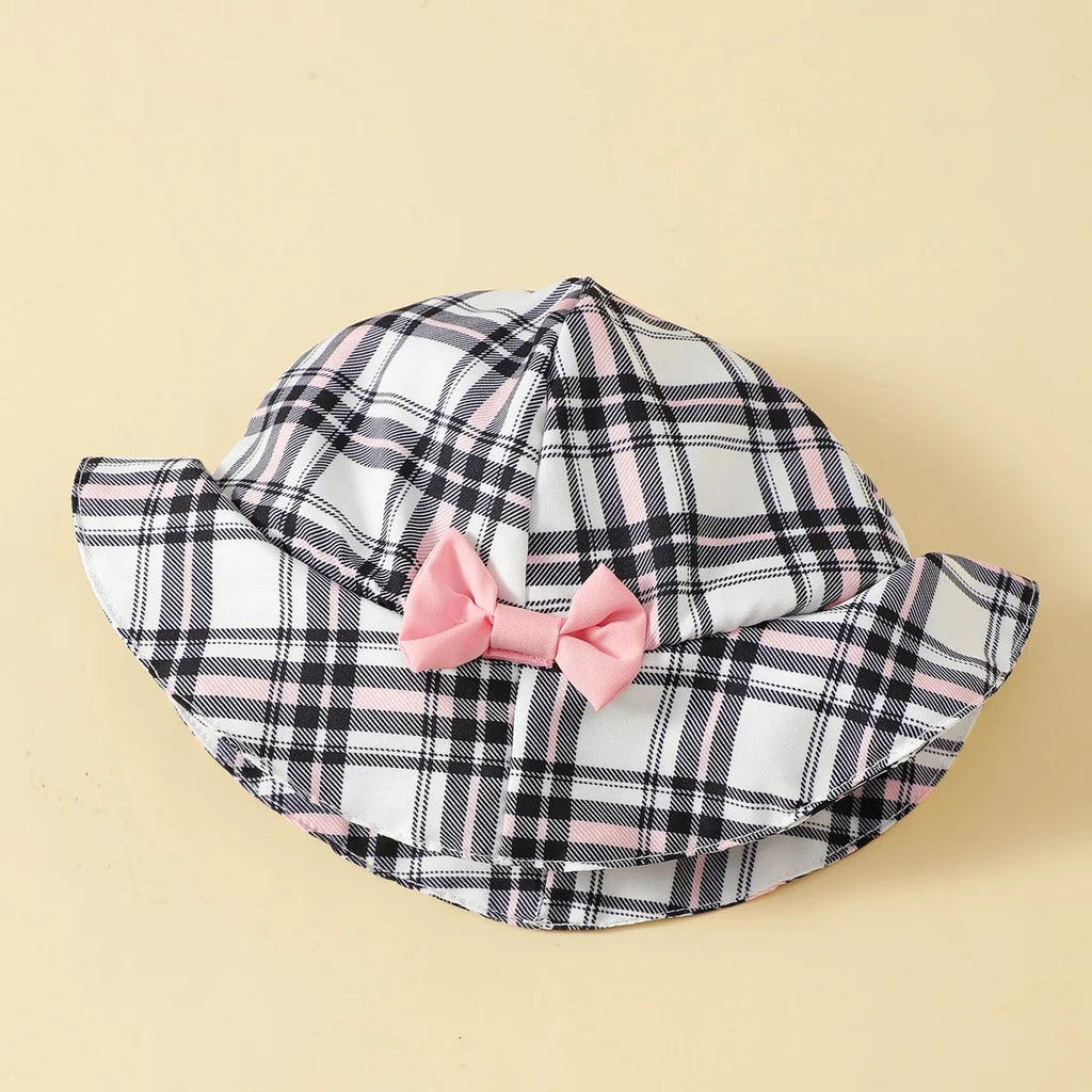 SunnyBloom Plaid Romper &amp; Hat Set – 0-18 Months