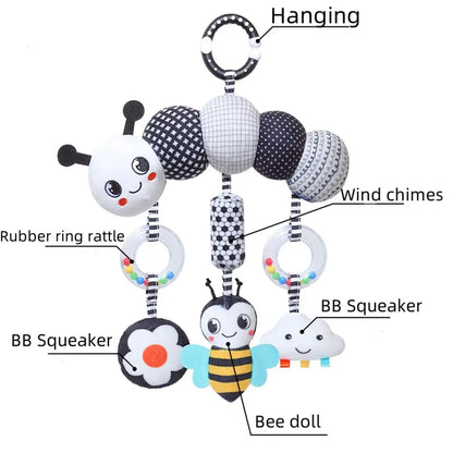 CrocCuddle Black & White Rattle – Baby Stroller Toy
