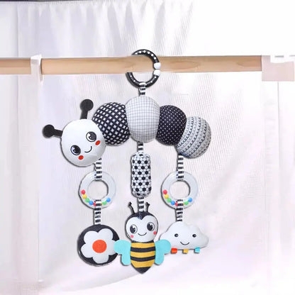 CrocCuddle Black & White Rattle – Baby Stroller Toy
