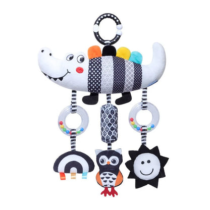 CrocCuddle Black & White Rattle – Baby Stroller Toy