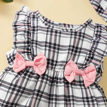 SunnyBloom Plaid Romper &amp; Hat Set – 0-18 Months