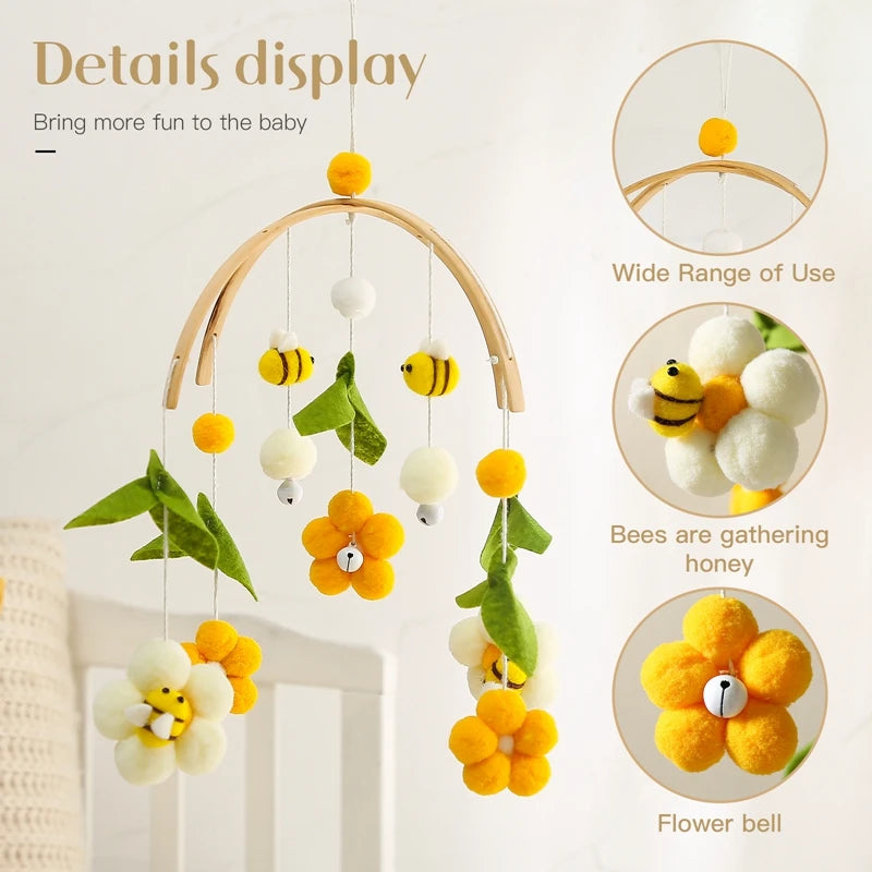 BuzzBuddy Wooden Crib Mobile & Rattle
