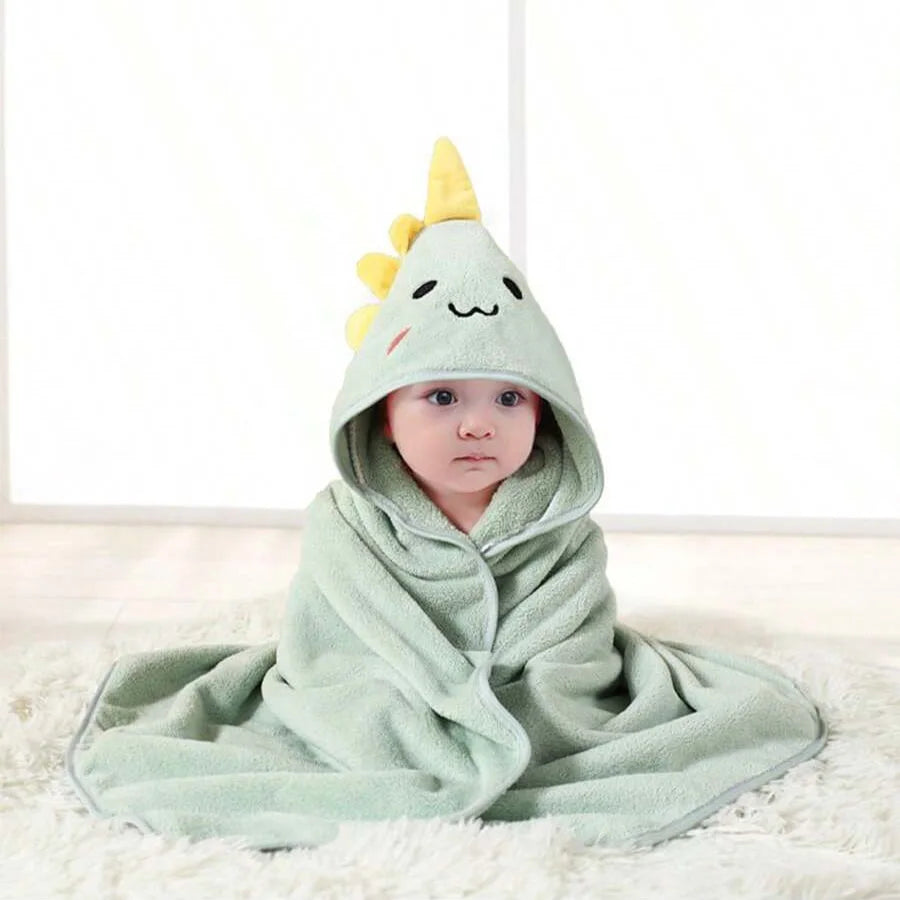 Baby Bathrobe & Hooded Towel – Soft Cartoon Fleece Blanket for Newborns