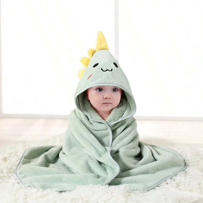 Baby Bathrobe & Hooded Towel – Soft Cartoon Fleece Blanket for Newborns