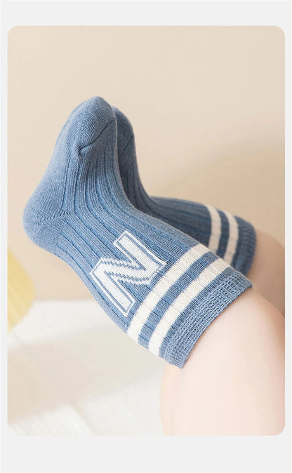 Baby Letter Socks – 3 Pack, Soft Knit for Boys & Girls